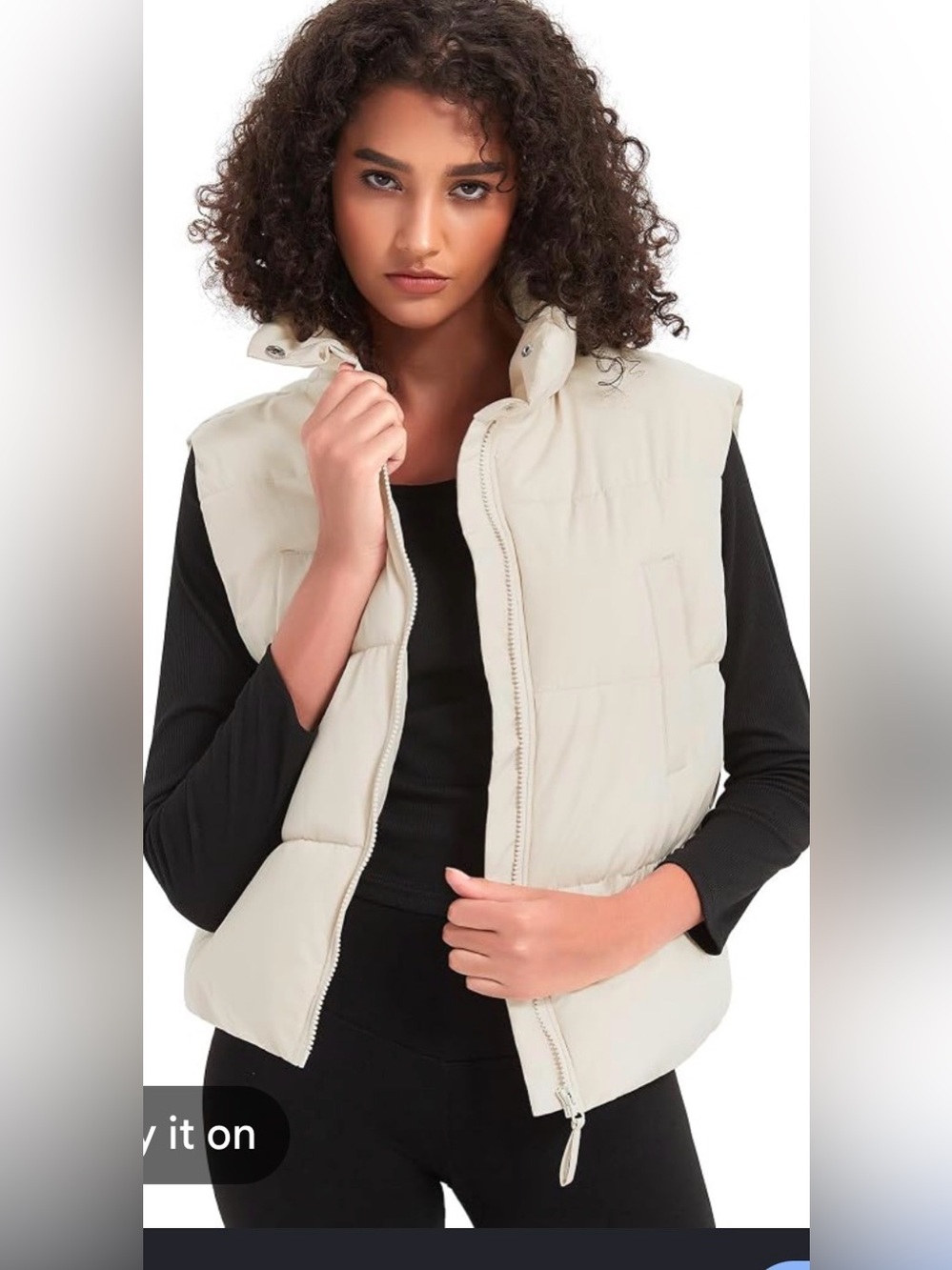 POL Cream Quilted Puffer Vest